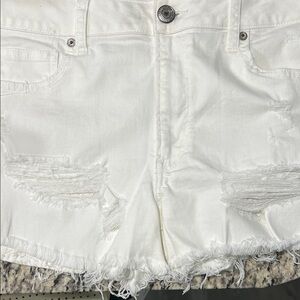 American Eagle Outfitters Ivory Frayed Jean Shorts